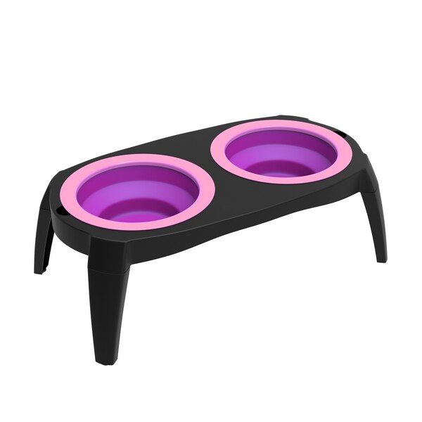 Pet Adobe Elevated Pet Bowls with Non-Slip Stand for Food and Water, Dogs / Cats 16-ounce Each, Pink - 986153RPH
