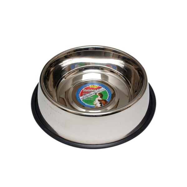 Hilo Pet Dish Silver Plain Stainless Steel 96 oz For Dog Silver - ZW142 96