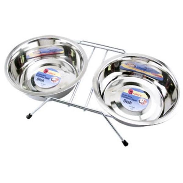 Peticare Products 19464 32 oz. Stainless Steel Double Diner Pet Bowl - PE699023