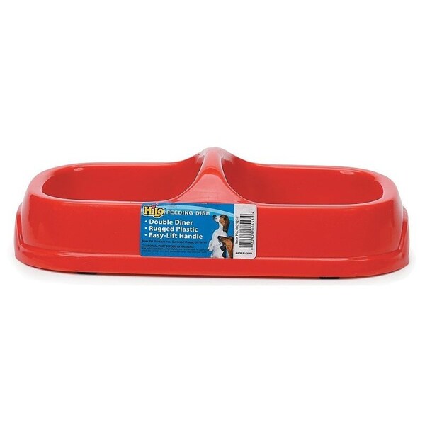 Hilo Dog Feeding Bowl, M, 8 oz Volume, 2-Compartment, Plastic, Dark Blue - 00212H