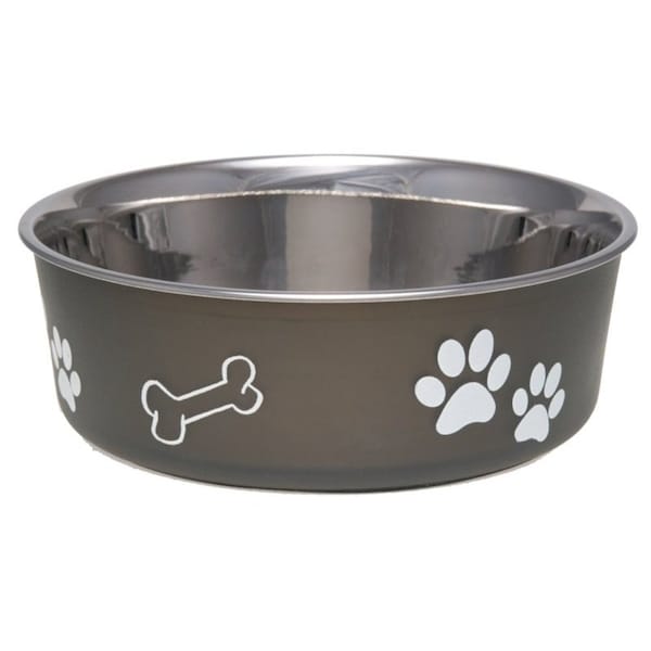 Loving Pets Pet Feeding Bowl, M, 28 oz Volume, Polyresin/Stainless Steel, Espresso - 7405ME