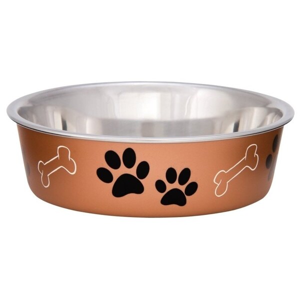 Loving Pets Pet Feeding Bowl, XL, 72 oz Volume, Polyresin/Stainless Steel, Copper - 7453XLC