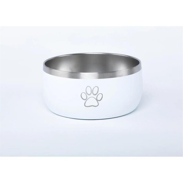 Good Life Gear 34 oz Double Wall Stainless Steel Pet Bowl, Powder Coat White - Medium - SF7010 M WHITE