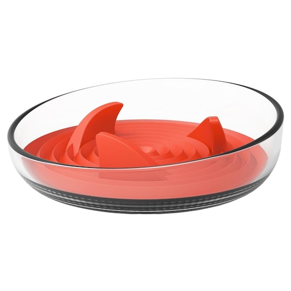 Petpurifiers Cirlicue Shark Fin Shaped Modern Slow Feeding Pet Bowl, Orange - One Size - PE3177720