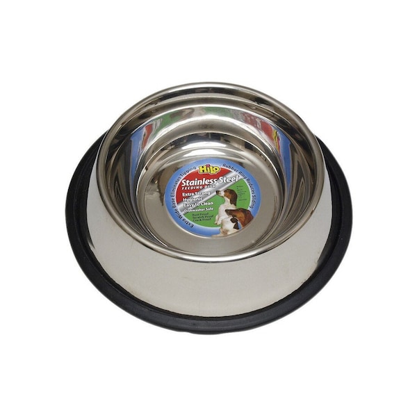 Hilo Pet Dish Silver Non-Skid Stainless Steel 16 oz For Dog Silver - ZW142 16