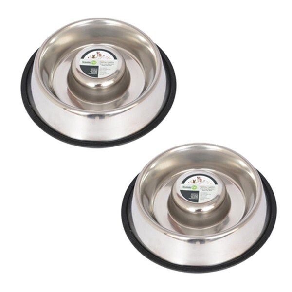 Iconic Pet 12 oz. Slow Feed Stainless Steel Pet Bowl - Small - 51438