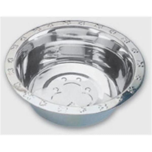 Qt Dog QT Dog SS0214 96 Ounce Embossed Rim Standard Food Bowl - SS0214