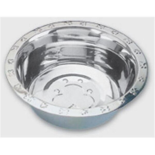 Qt Dog QT Dog SS0212 32 Ounce Embossed Rim Standard Food Bowl - SS0212
