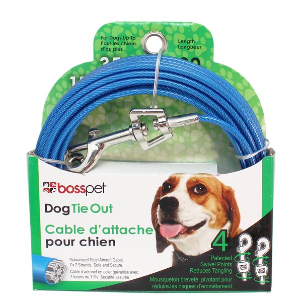 Orrville PDQ Blue / Silver Vinyl Coated Cable Dog Tie Out Medium - Q233000099