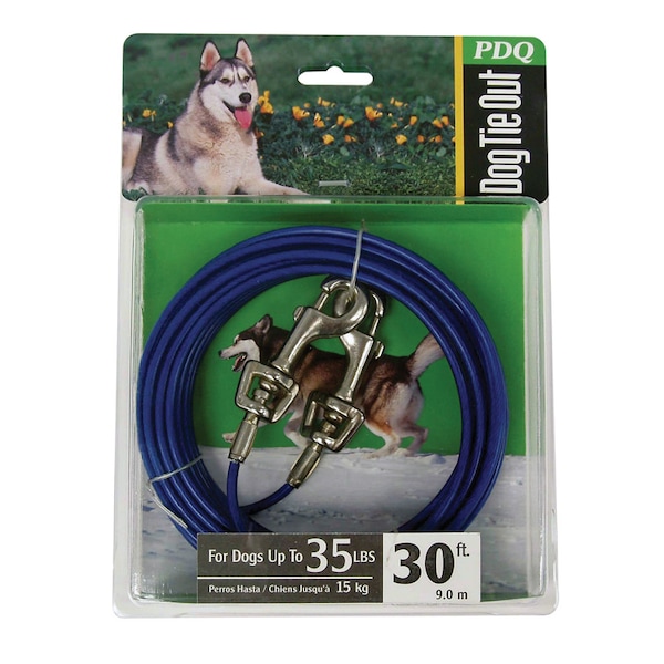 Orrville PDQ Blue / Silver Vinyl Coated Cable Dog Tie Out Medium - Q233000099