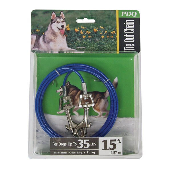 Orrville PDQ Blue / Silver Tie-Out Vinyl Coated Cable Dog Tie Out Medium - Q231500099