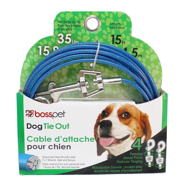 Orrville PDQ Blue / Silver Tie-Out Vinyl Coated Cable Dog Tie Out Medium - Q231500099