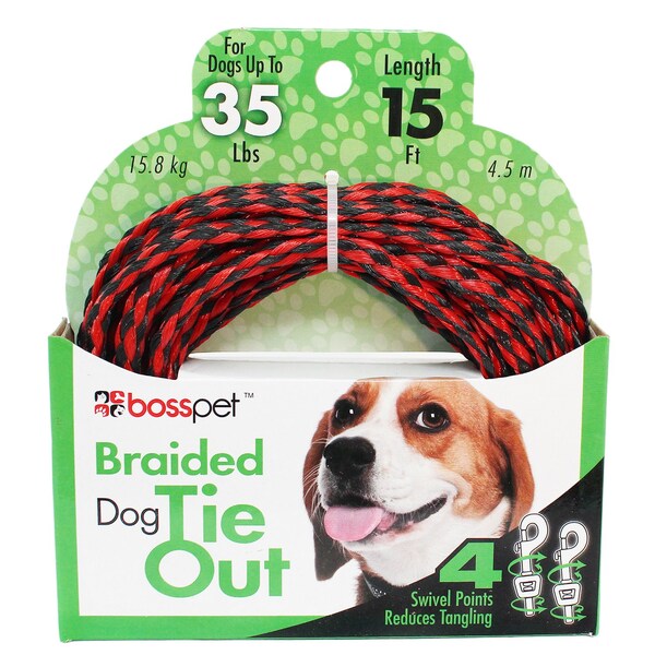 Pdq PDQ Red / Black Poly Dog Tie Out Rope Small/Medium - Q241500099