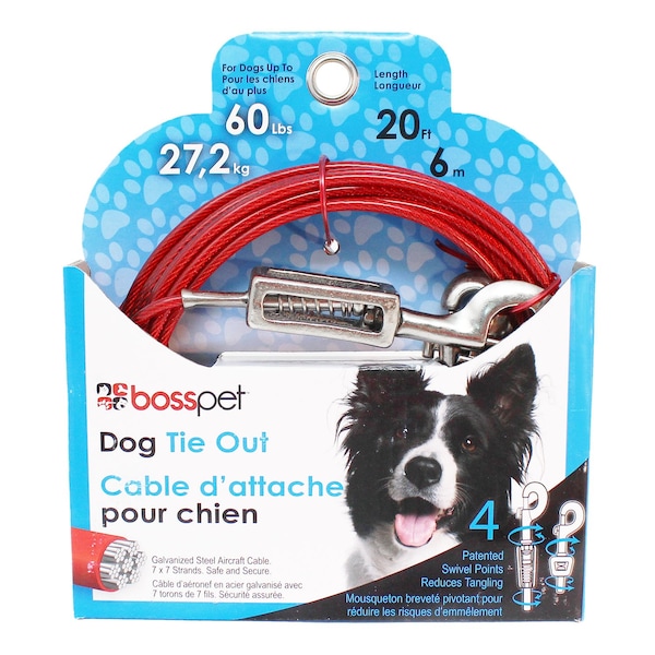 Orrville PDQ Red Vinyl Coated Cable Dog Tie Out Large - Q3520SPG99