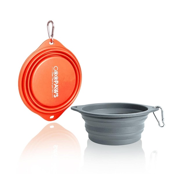 Goopaws Silicone Non-Skid Dog and Cat Bowl, 2PK - GDB-16ORGR