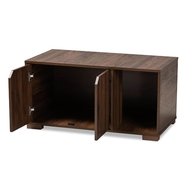 Baxton Studio Jasper Walnut Brown Finished 2-Door Wood Cat Litter Box Cover House - 157-9544