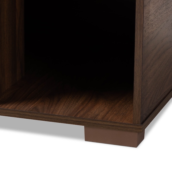 Baxton Studio Jasper Walnut Brown Finished 2-Door Wood Cat Litter Box Cover House - 157-9544