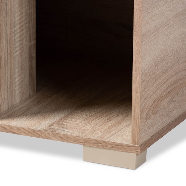 Baxton Studio Jasper Oak Finished 2-Door Wood Cat Litter Box Cover House - 157-9543