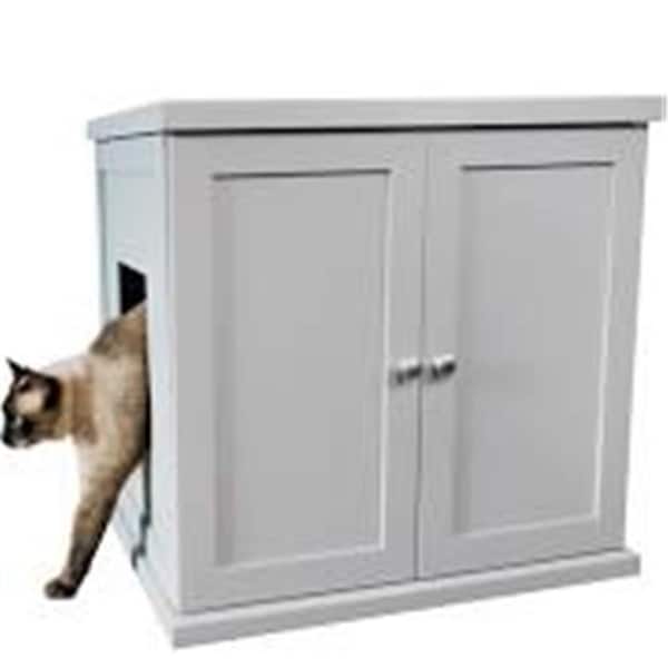 The Refined Feline The Refined Feline RLB-SK Kitty Enclosed Wooden End Table & Litter Box; Smoke - Large - ERLB-XL-ES
