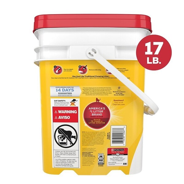 Tidy Cats Lightweight 24/7 Performance Clumping Cat Litter, Clay, 17 lb Pail - 15367