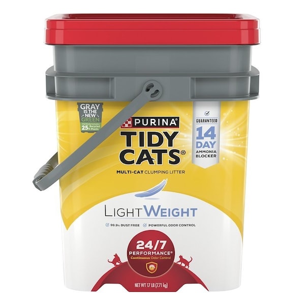 Tidy Cats Lightweight 24/7 Performance Clumping Cat Litter, Clay, 17 lb Pail - 15367