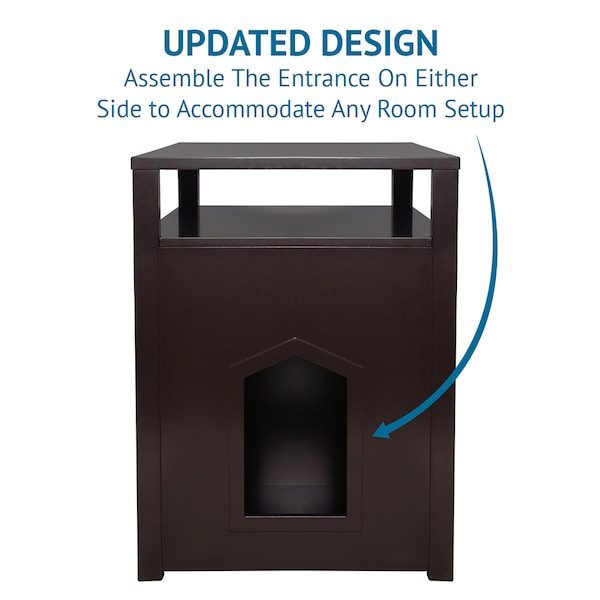 Arf Pets Cat Litter Box Enclosure, Furniture Large Box House with Table - APCATBXLG