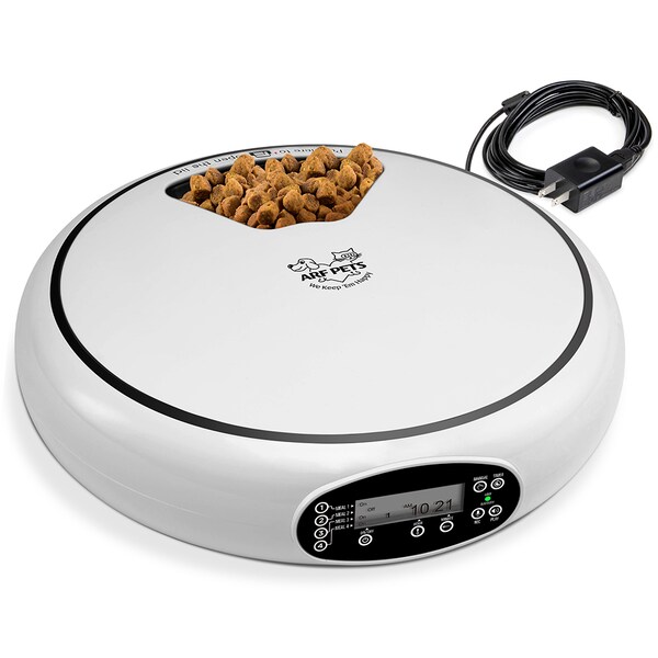 Arf Pets Automatic Pet Feeder, 5 Meal Food Dispenser for Dogs, Cats & Small Pets - AP5MAF