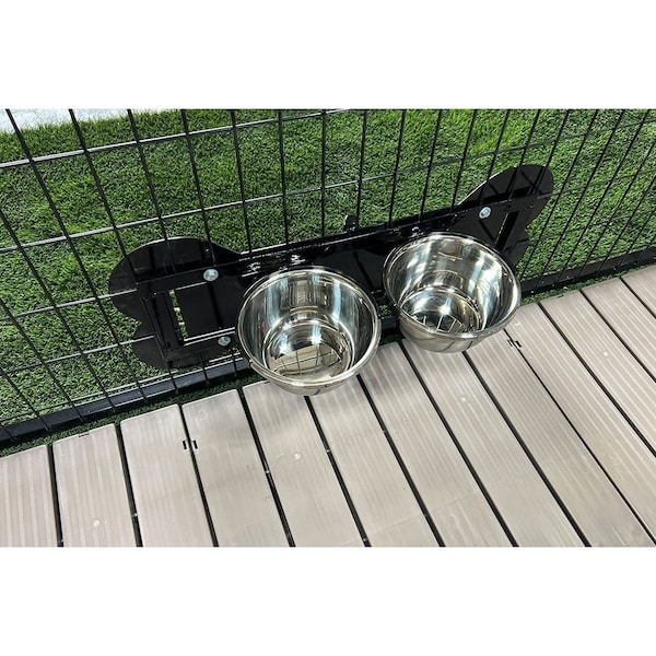 K9 Kennel Store Dog Bone Swivel Bowl Bracket and Metal Bowls - K9-SBB-SBDB