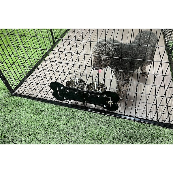 K9 Kennel Store Dog Bone Swivel Bowl Bracket and Metal Bowls - K9-SBB-SBDB