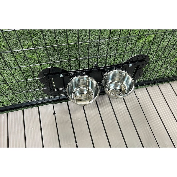 K9 Kennel Store Dog Bone Swivel Bowl Bracket and Metal Bowls - K9-SBB-SBDB