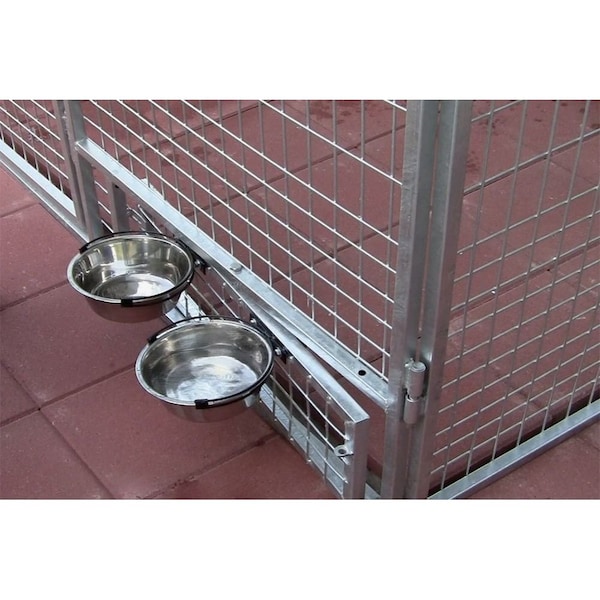 K9 Kennel Store Swivel Bowl Bracket and Metal Bowls - K9-SBB-SB