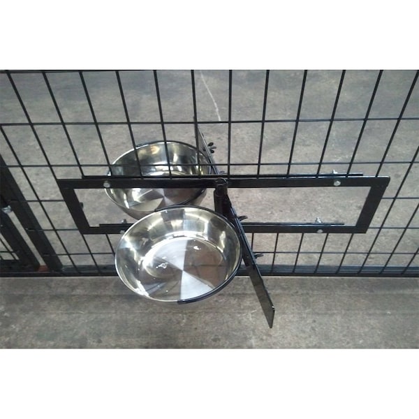 K9 Kennel Store Swivel Bowl Bracket and Metal Bowls - K9-SBB-SB