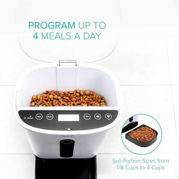 Arf Pets Automatic Pet Feeder Food Dispenser with Timer - Up to 4 Meals a Day - APAFNEW2
