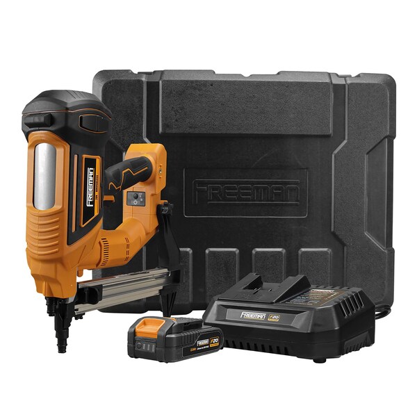 Freeman 20V Cordless Concrete Strip Pin Nailer Kit With 4Ah Battery, Quick Charger & Blow Mold Case - PE20VCSPN40