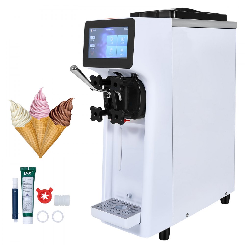 VEVOR Commercial Ice Cream Machine, 10.6 QT/H Yield, 1000W Single Flavor Countertop Soft Serve Ice Cream Maker, 4L Hopper 1.6L Cylinder, Touch Screen Auto Clean Pre-cooling, for Restaurant Snack Bar - TMSRBQLJCKWDNNRZVV1