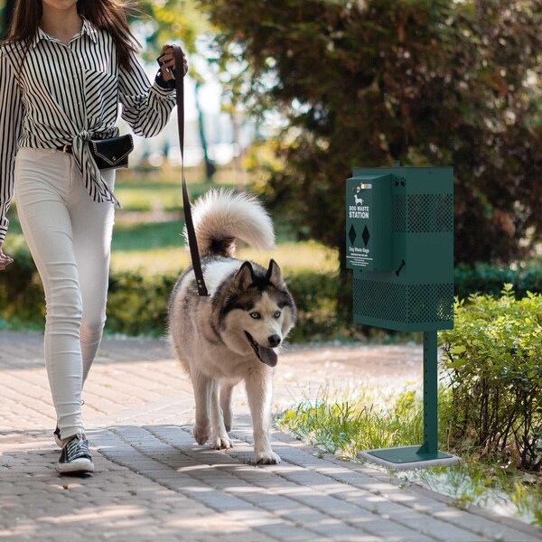 Flash Furniture GN Rectangle Pet Waste Station with Bag Dispenser - YAN-G5S065425-GG