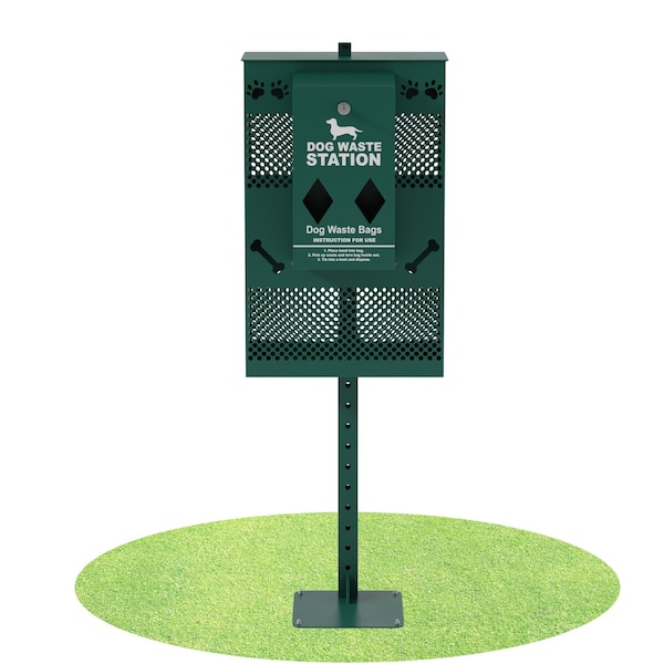 Flash Furniture GN Rectangle Pet Waste Station with Bag Dispenser - YAN-G5S065425-GG