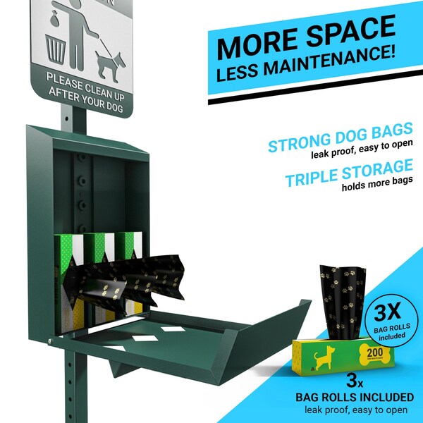 Flash Furniture Green Glow in the Dark Pet Waste Station with Bags - YAN-XZYO45425-GG