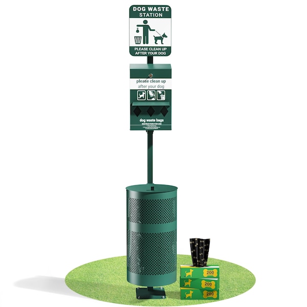 Flash Furniture Green Glow in the Dark Pet Waste Station with Bags - YAN-XZYO45425-GG