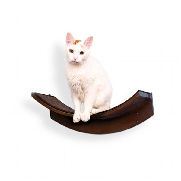 The Refined Feline The Refined Feline LOT-LEAF-MA Lotus Leaf Cat Shelf; 22 x 10.5 x 9 in. - Mahogany - LOT-LEAF-MA