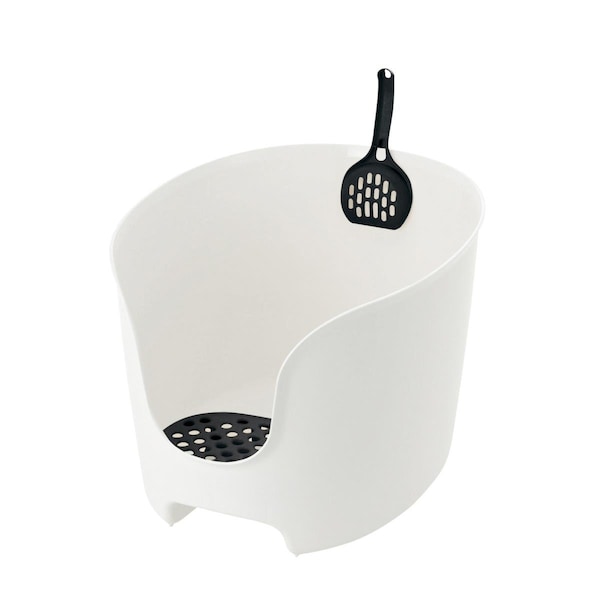 Petpalace PAW TRAX High Wall Cat Litter Box - White/Black - Prevents Spills and Litter Scatter - PE3179500