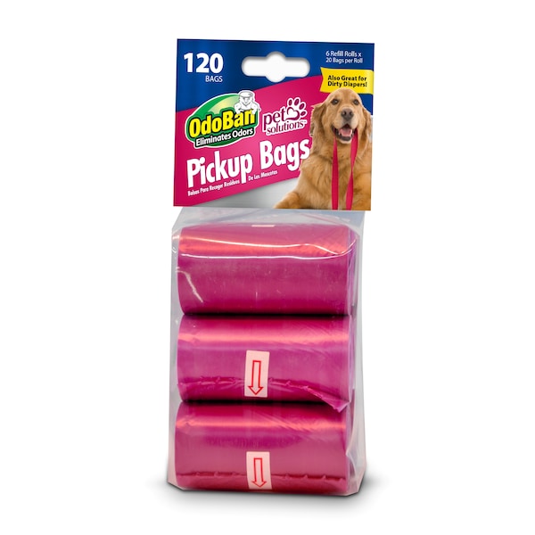 Odoban Pet Waste Pickup Bags, 20 Bags Per Roll, PK6 - 955122-12P