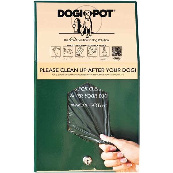 Dogipot 15-1/2" Green Aluminum, PetWaste Bag Dispenser - 1002HP-4
