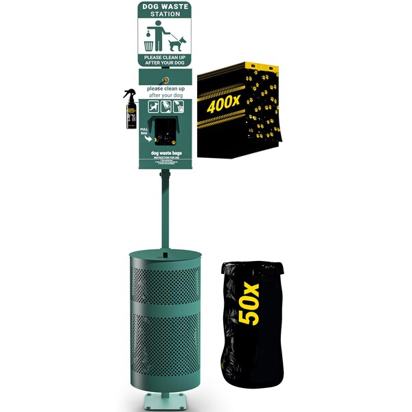 Flash Furniture Green Glow in the Dark Pet Waste Station with Bags - YAN-NNRE55425-GG