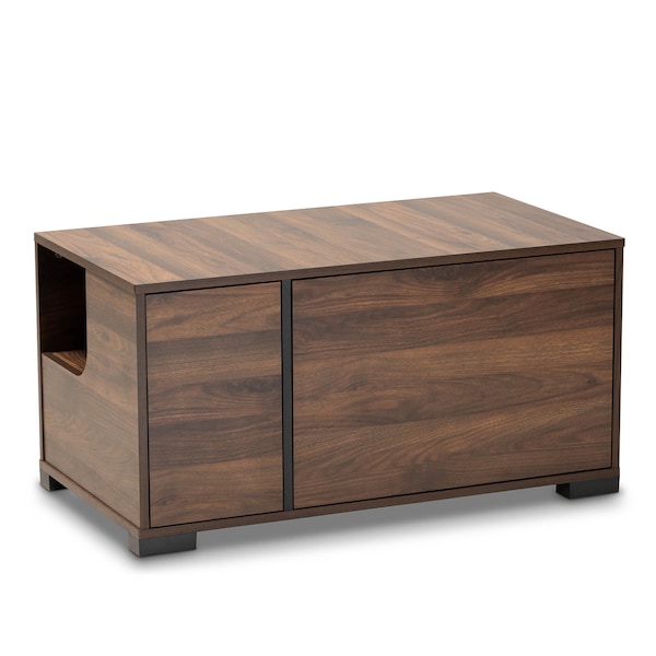 Baxton Studio Connor Walnut Brown Finished 2-Door Cat Litter Box Cover House - 166-10744