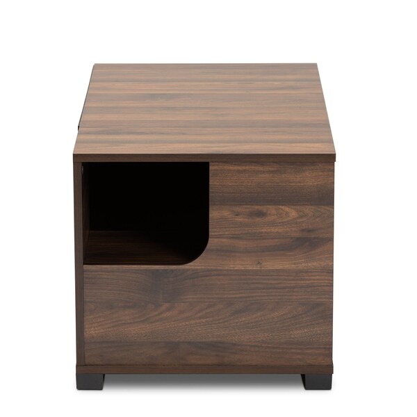 Baxton Studio Connor Walnut Brown Finished 2-Door Cat Litter Box Cover House - 166-10744