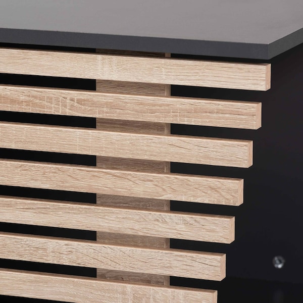 Baxton Studio Eckhart ModernTwo-Tone Dark Grey and Oak Finished Wood Cat Litter Box Cover House - 194-11760-ZORO