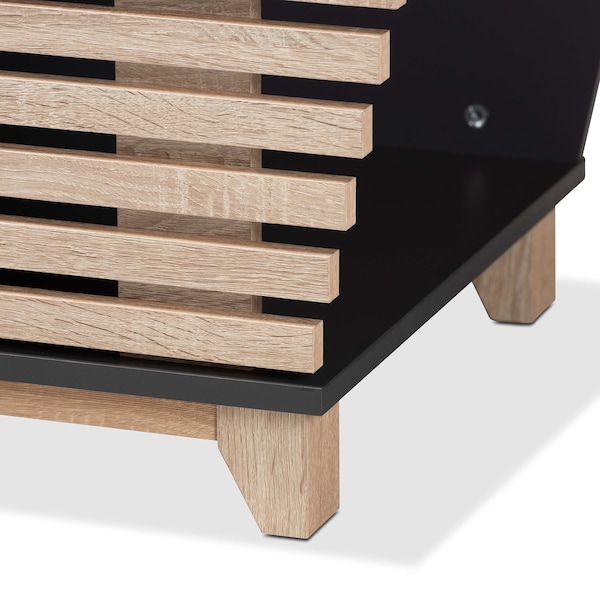 Baxton Studio Eckhart ModernTwo-Tone Dark Grey and Oak Finished Wood Cat Litter Box Cover House - 194-11760-ZORO