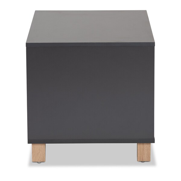 Baxton Studio Eckhart ModernTwo-Tone Dark Grey and Oak Finished Wood Cat Litter Box Cover House - 194-11760-ZORO