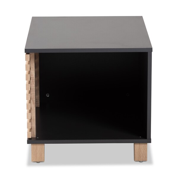 Baxton Studio Eckhart ModernTwo-Tone Dark Grey and Oak Finished Wood Cat Litter Box Cover House - 194-11760-ZORO